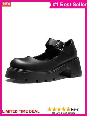 Women's Chunky Mary Jane Platform Dress Shoes Round Toe Buckle Pump